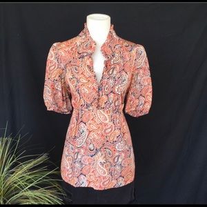 Banana Republic paisley 100% silk top